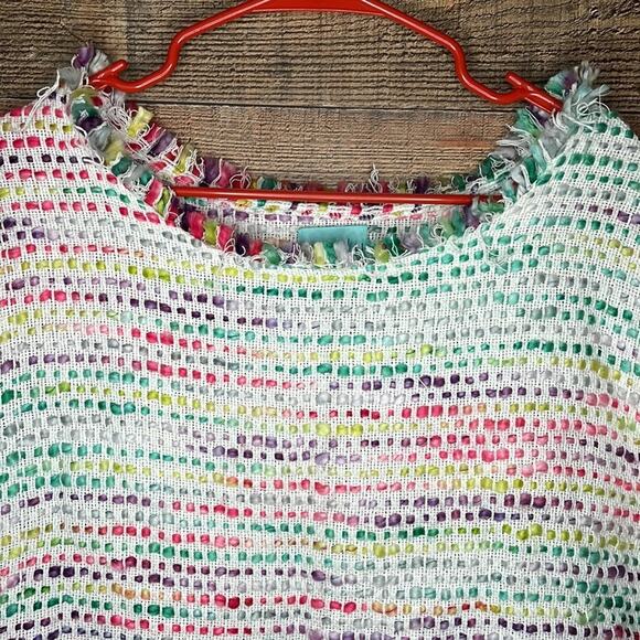 Judith March Tweed Short Sleeve Crop Top Fringe Trim Size Small - Picture 2 of 10